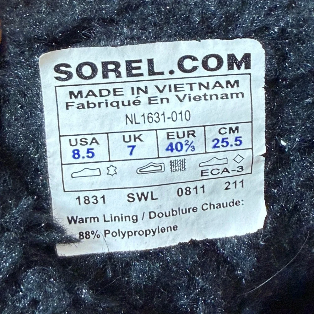 B+ Sorel Winter Carnival Black Waterproof Snow Boots NL1631-010 Womens 8.5 shoes